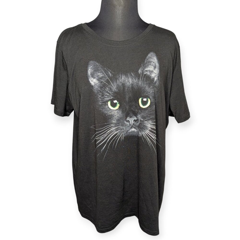 Way to Celebrate Halloween Black Short Sleeve T-Shirt with Cat Graphic Size 3X